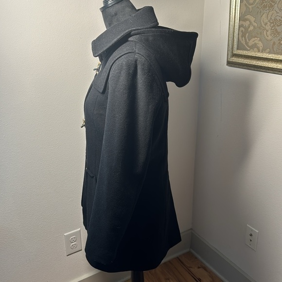 Calvin Klein Wool blend black clip/zipper front closure detachable hoodie coat 6 - Picture 4 of 13